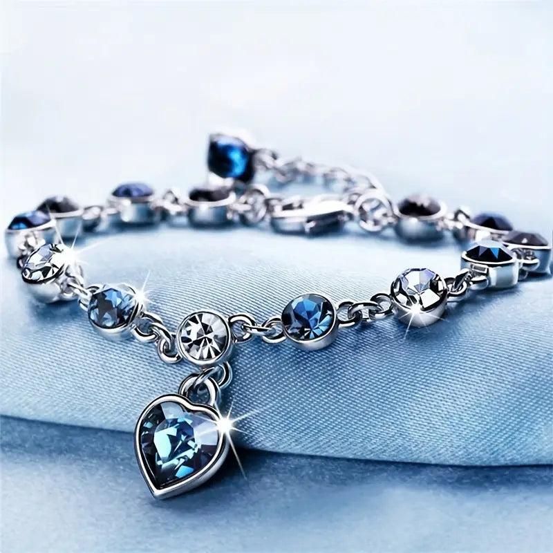 Rhinestone Heart Bracelet
